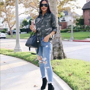 Short sleeve army blouse with lace